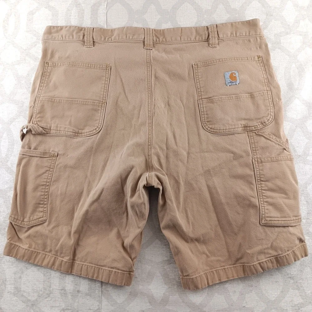 Carhartt Relaxed Fit Mens Tan‎ Canvas Utility Work Shorts 42x11 Rugged Flex